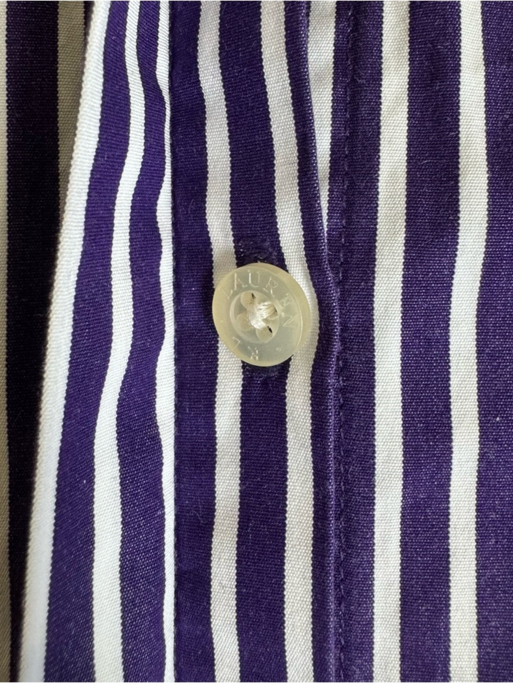 Lauren Ralph Lauren Purple & White Striped Button Down – Size Large - Picture 4 of 10